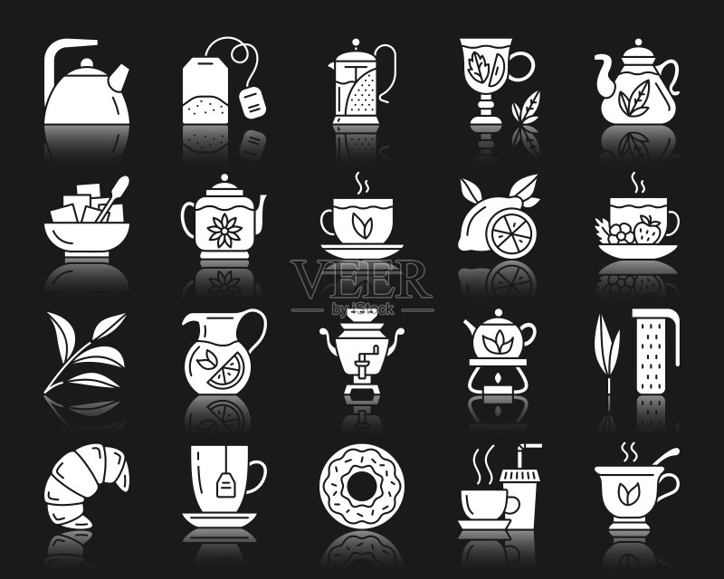 茶白色剪影图标集图标素材
