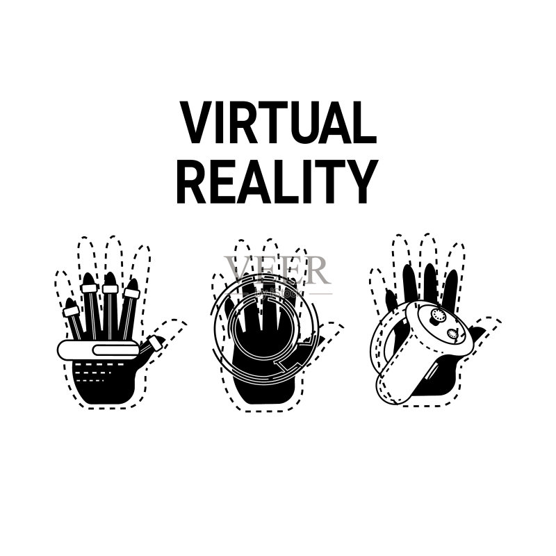 虚拟现实VR眼镜概念图标集图标素材
