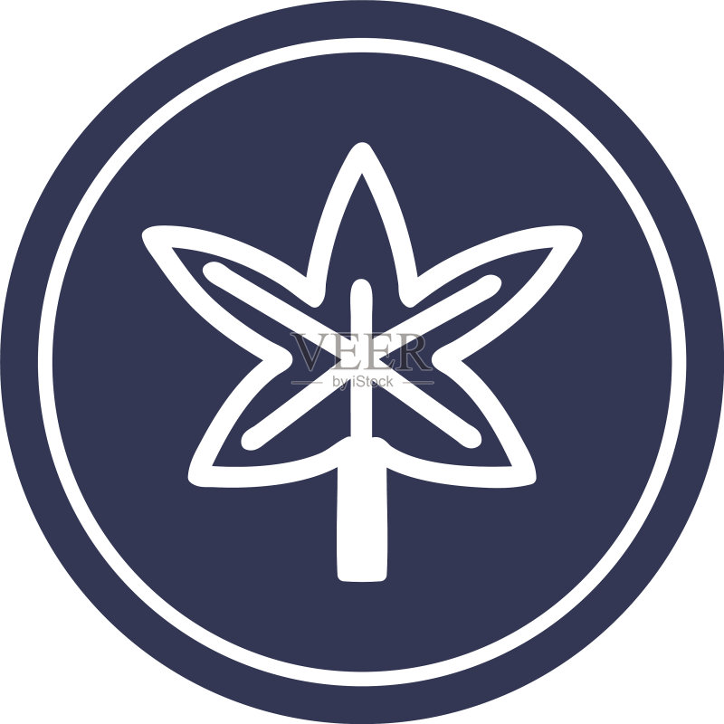 圆形大麻叶图标图标素材