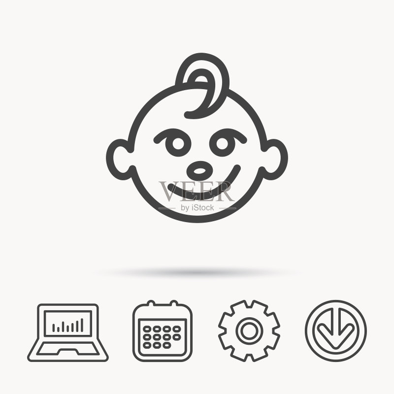 男婴面部图标，带有微笑标志图标素材