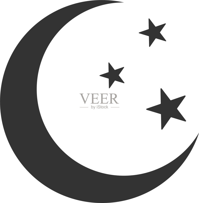 月亮和星星扁平设计图标图标素材