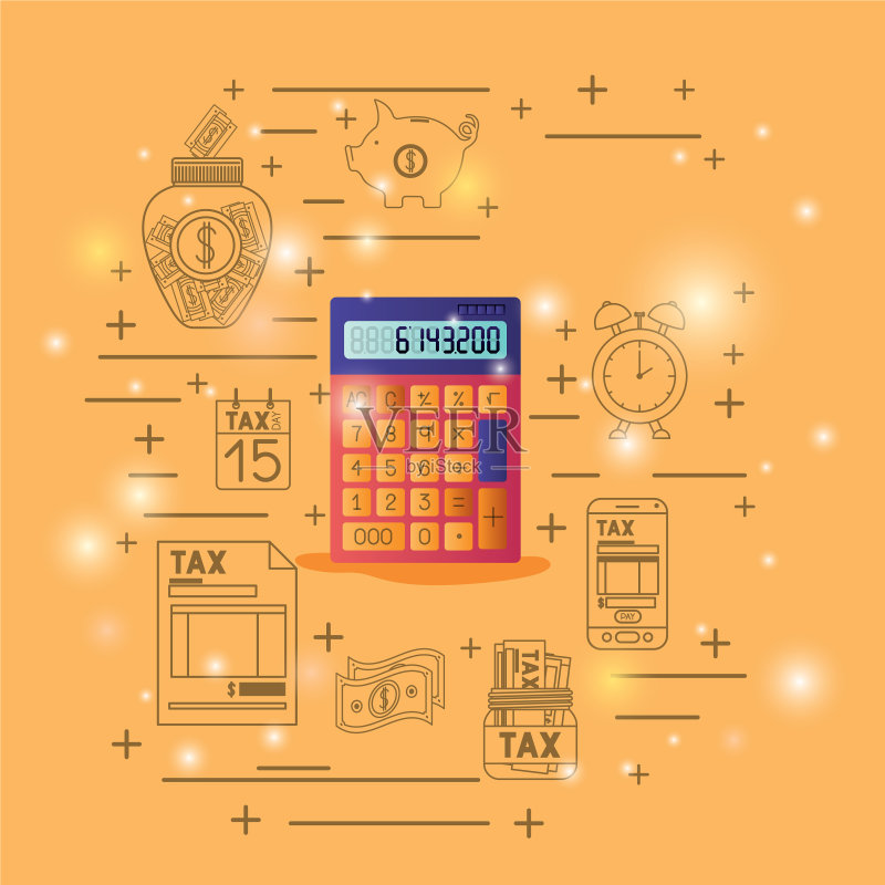 带金融图标的计算器设备图标素材