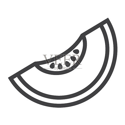 哈密瓜线条图标，水果与饮食图形图标素材
