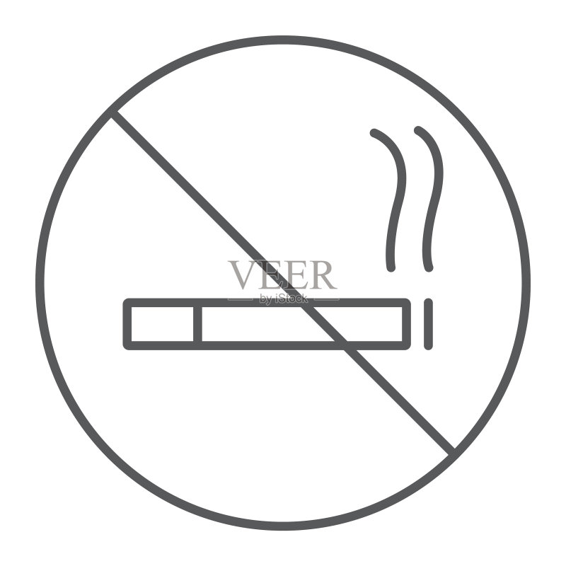 禁止吸烟细线图标图标素材