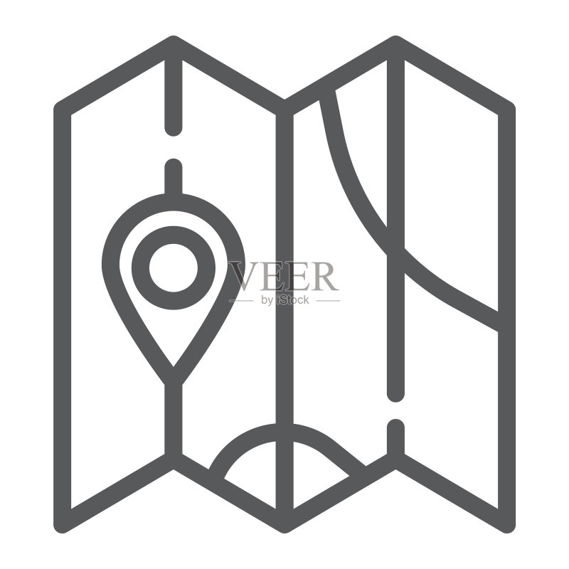 地图线条图标：方向和位置导航图标素材