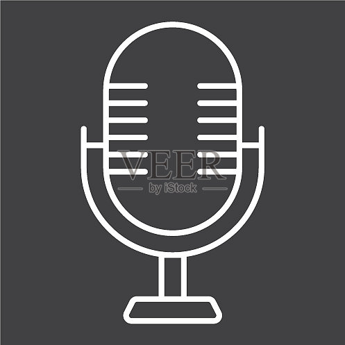 录音棚和声音的麦克风线性图标图标素材