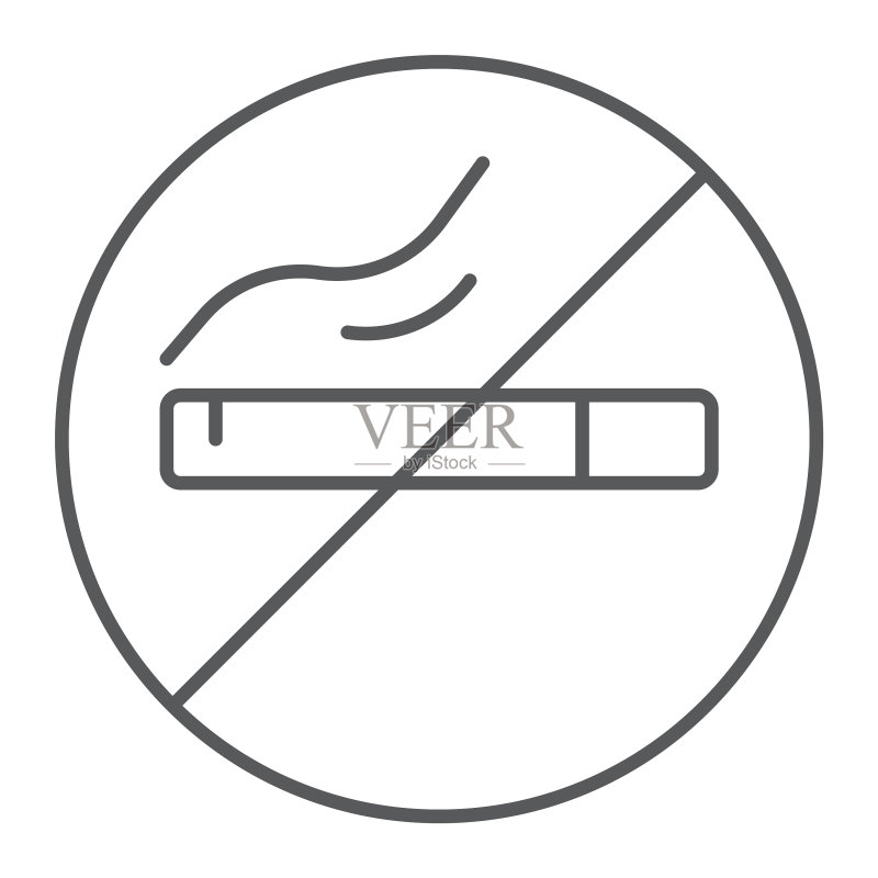 禁止吸烟细线图标图标素材