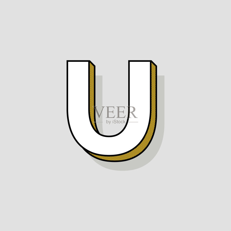 波普艺术风格的字母U标志图标素材