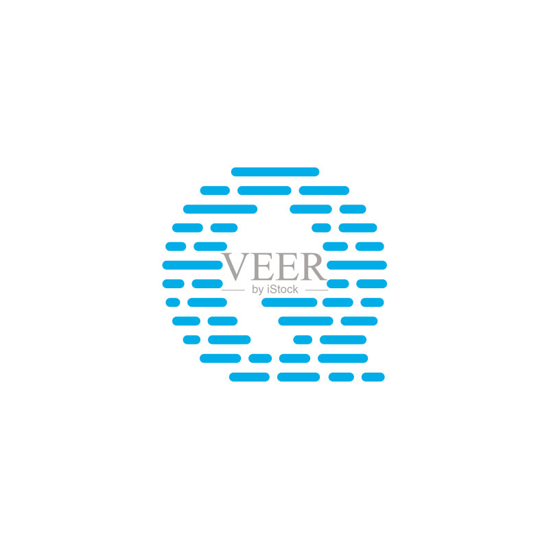 蓝色条纹Logo字母Q图标素材