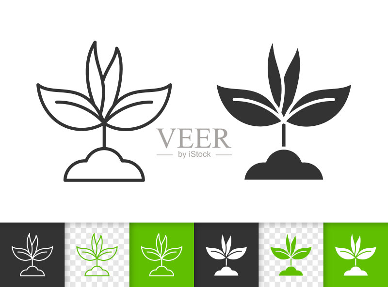 黑色线条的简单嫩芽图标图标素材