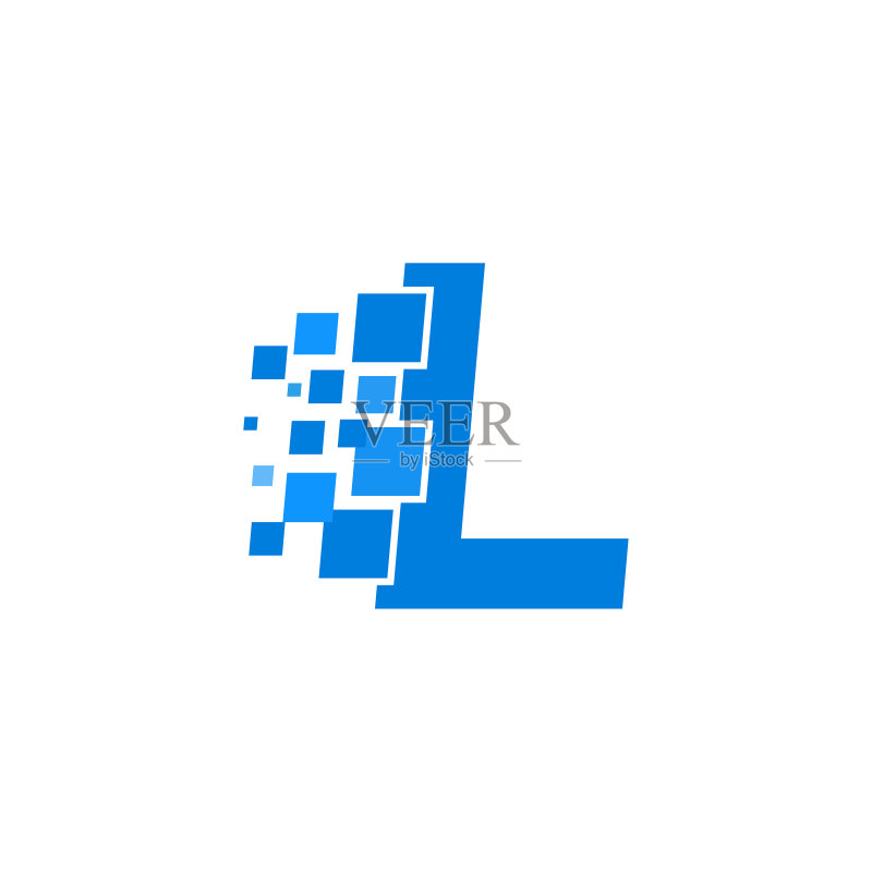 蓝色方块L字母Logo图标素材