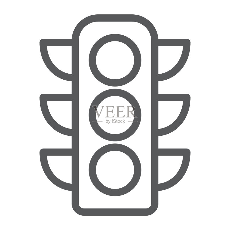 交通信号灯线性图标：交通规则图标素材