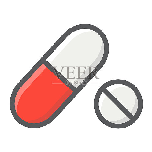 医药保健类填充药丸轮廓图标图标素材