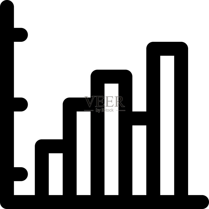 带轮廓样式的图表图标集图标素材