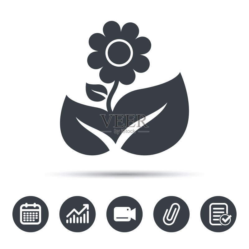 带叶子标志的花店植物花朵图标图标素材