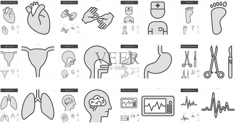 医疗系列线性图标图标素材