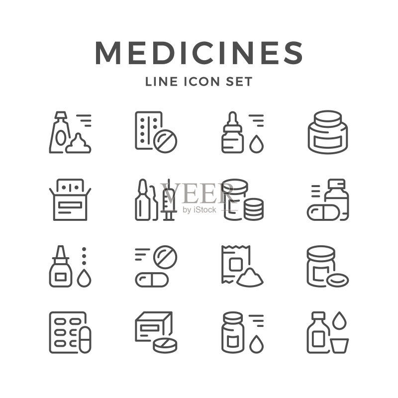 药品线性图标集图标素材