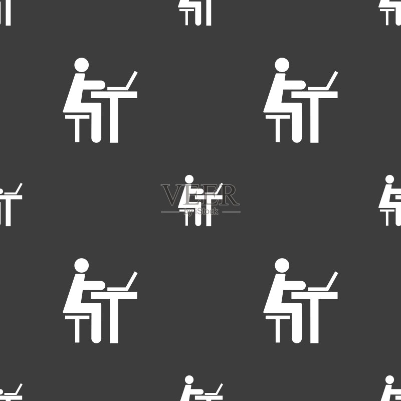 商人使用电脑图标标志（无缝）图标素材