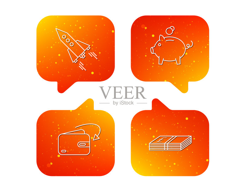 存钱罐现金和创业火箭图标图标素材