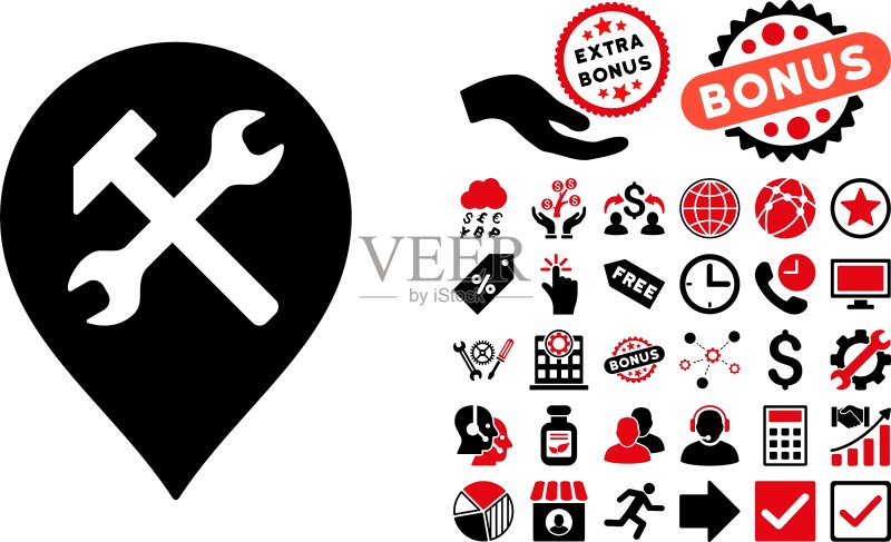 带奖励的研讨会地图标记扁平图标图标素材