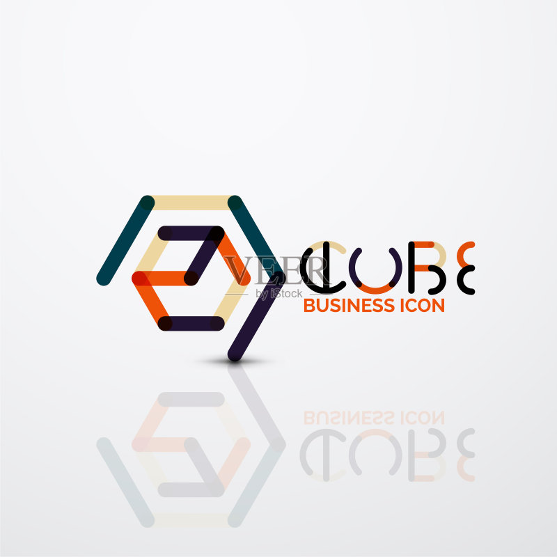 立方体概念logo线条图标素材
