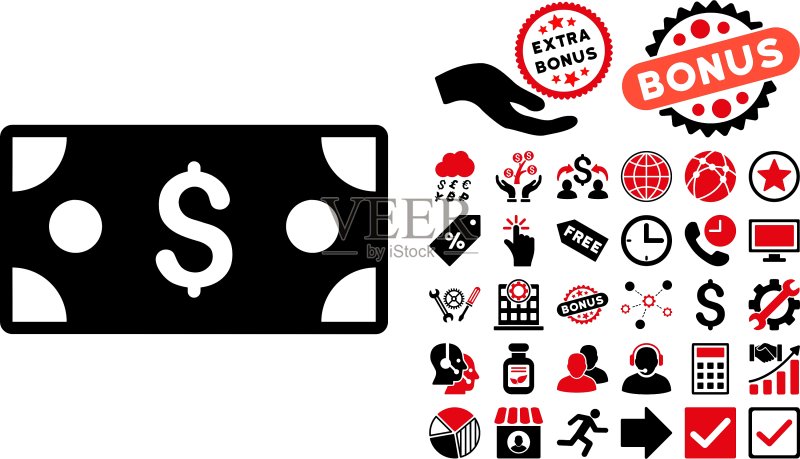 带赠品的纸币扁平图标图标素材