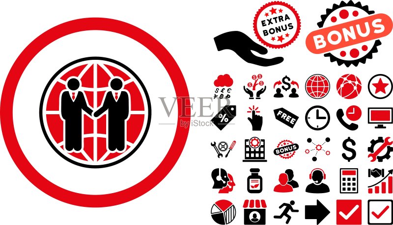 全球合作扁平图标及赠品图标素材