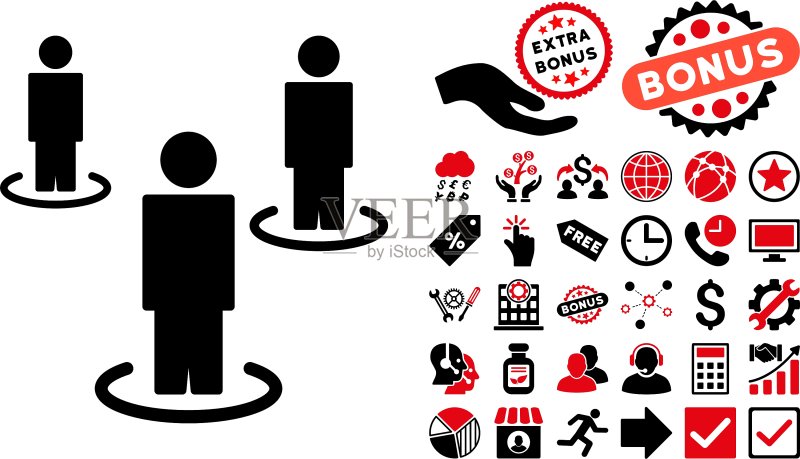 人物扁平图标及奖励图标素材