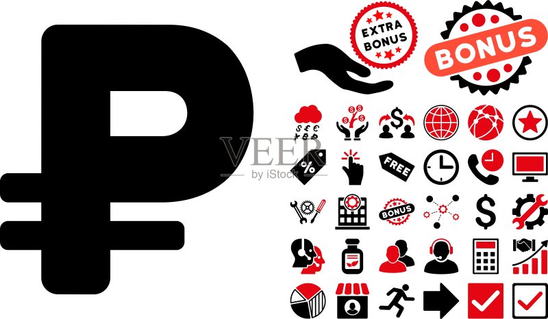 卢布扁平风Icon，含赠品图标素材