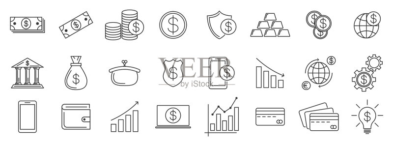 金融线框图标图标素材