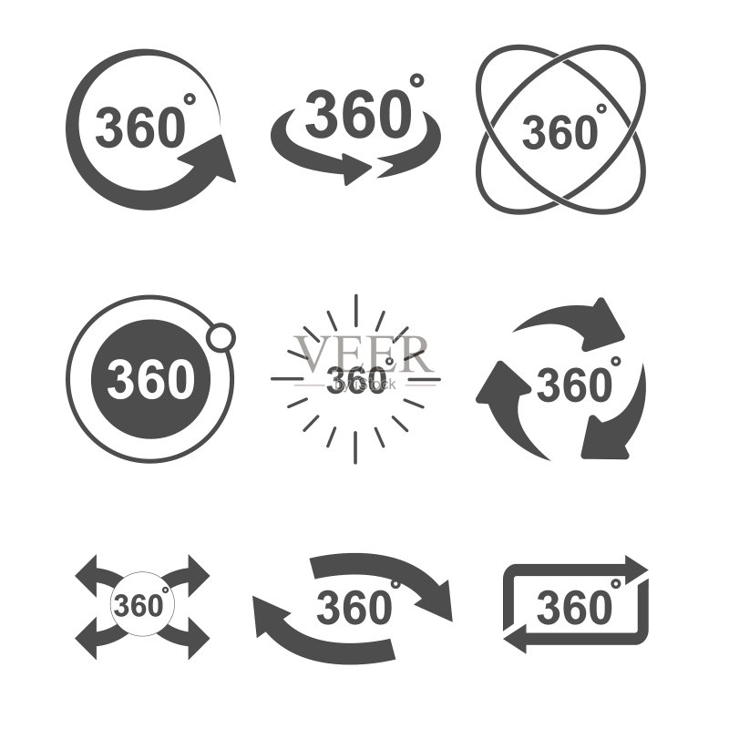 360度角标牌图标集设计图标素材