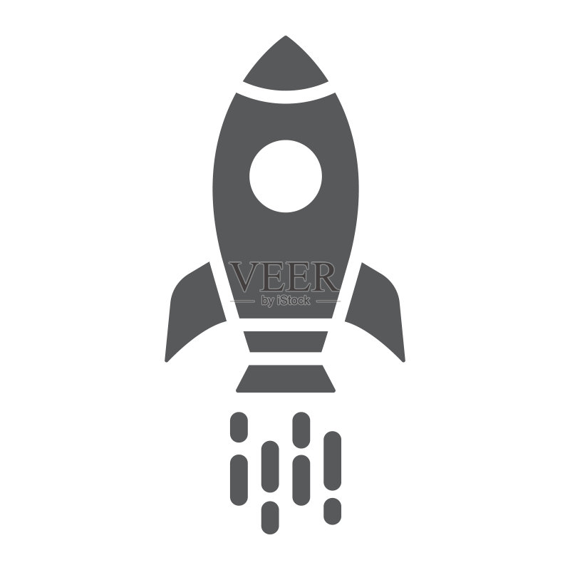 宇宙飞船字形图标，航天飞机和宇宙火箭图标素材