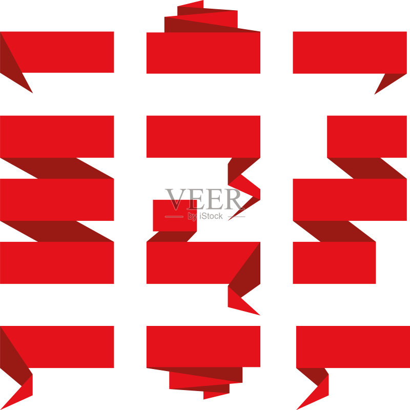 红色标签折叠banner图标素材