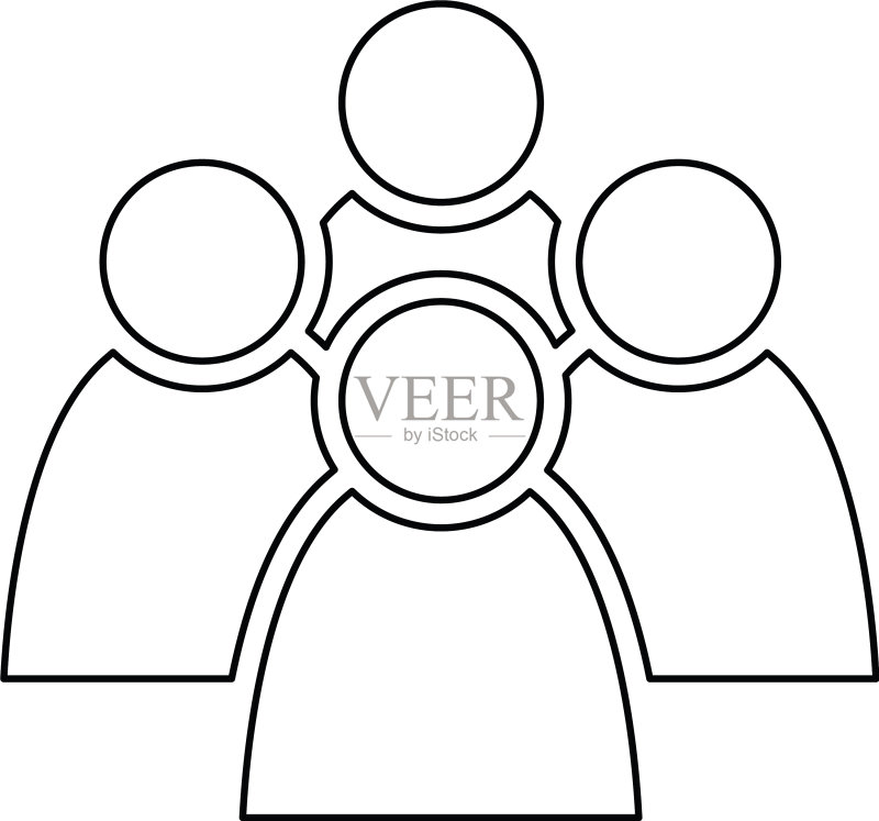 4人图标，简化的人员分组图标素材