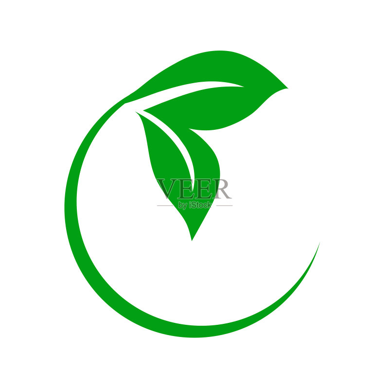 圆形绿叶图标图标素材