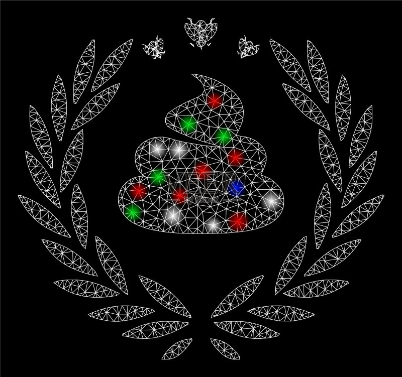 带闪光的月桂花环标志网格模型图标素材