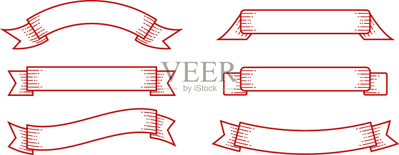 banner雕刻线条缎带图标素材