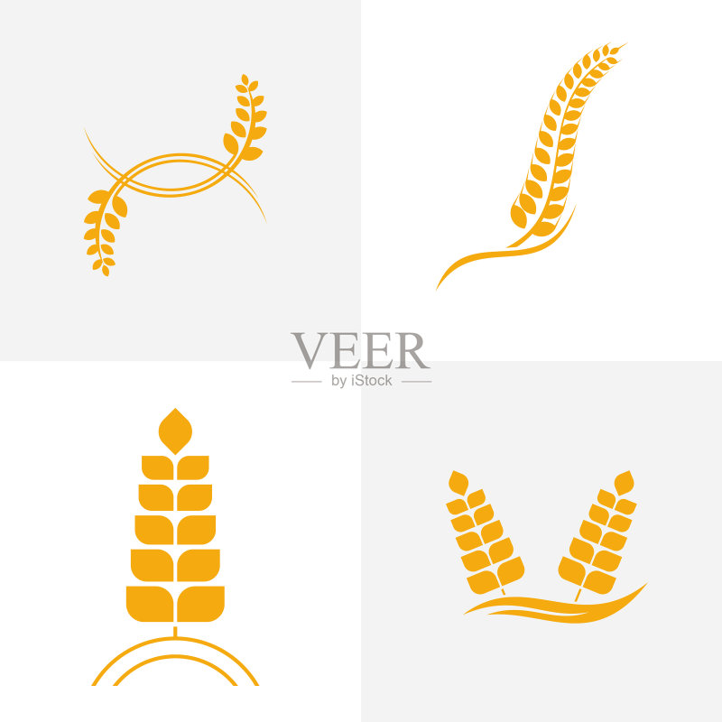 奢华农业小麦Logo模板套装图标素材