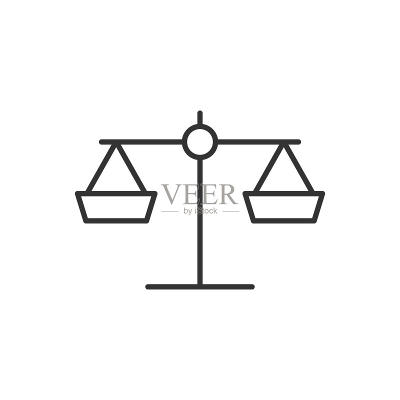 白色背景的扁平风格天平图标图标素材