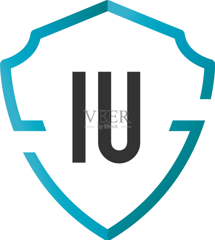字母IU创意盾牌标志设计图标素材