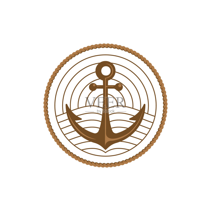 单线海和雷达船锚图标素材