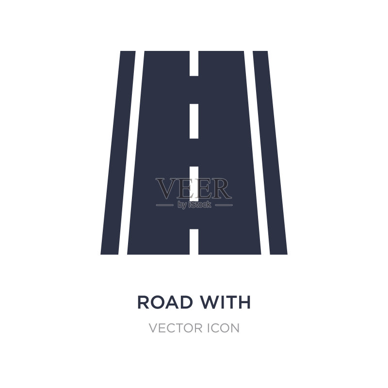 白色背景上带有虚线图标的道路图标素材