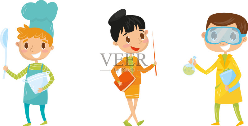 儿童角色参与不同的活动图标素材