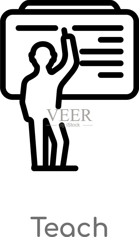 黑色简约线条教学轮廓图标图标素材