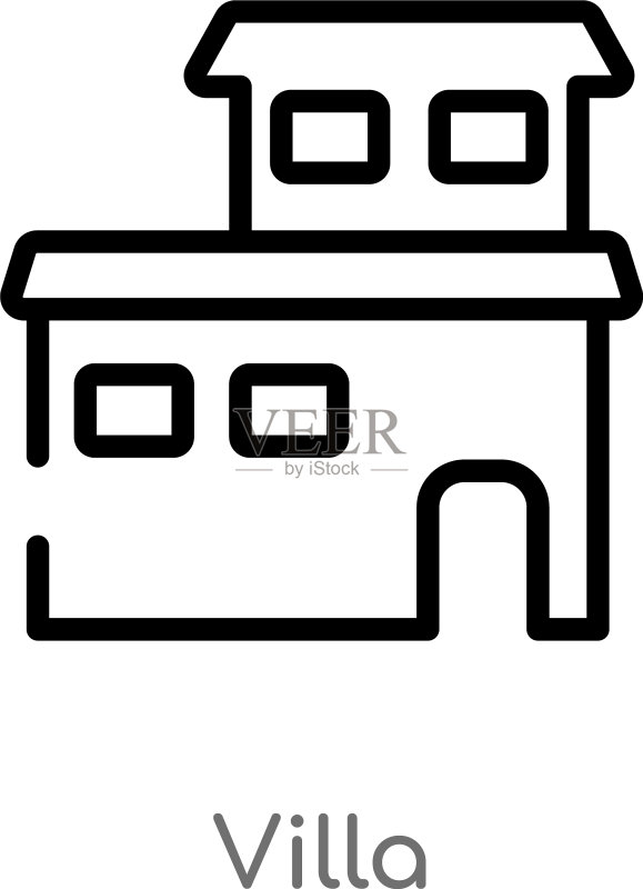 别墅图标轮廓（黑色简约线条）图标素材