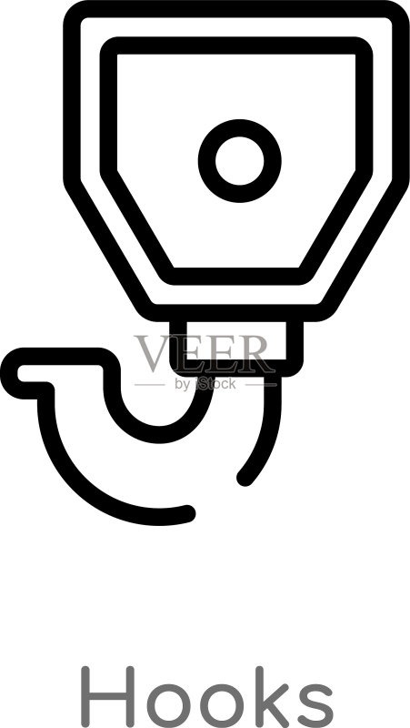黑色简约线条挂钩轮廓图标图标素材