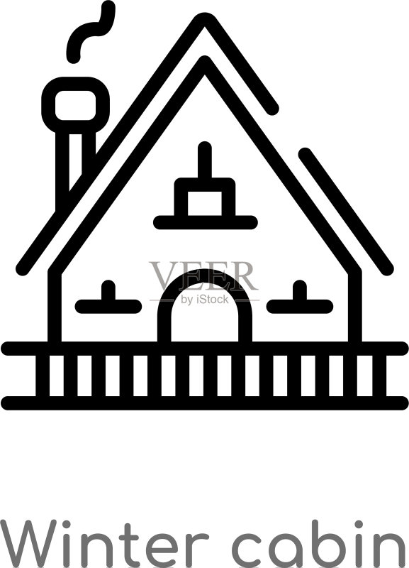 黑色简约冬季小屋轮廓图标图标素材