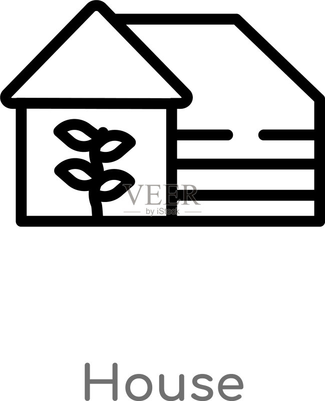 房子图标黑色简约线条轮廓图标素材