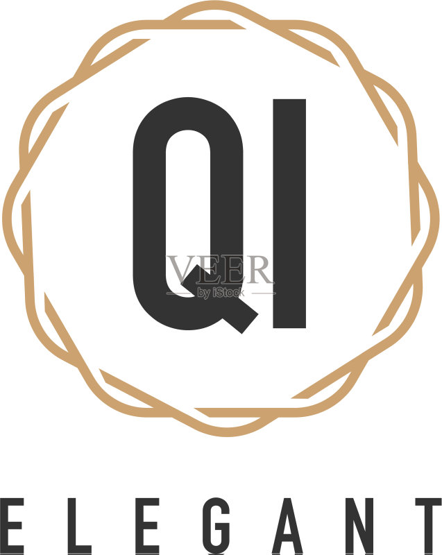 首字母QI奢华简约优雅logo图标素材