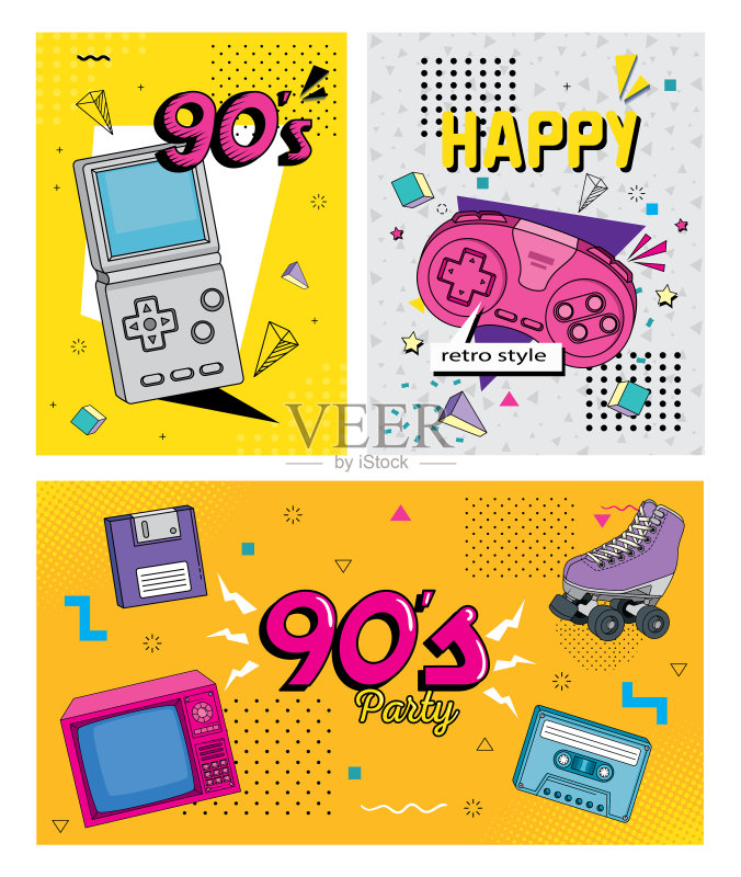 90年代复古风格海报图标合集图标素材